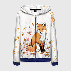 Толстовка 3D на молнии мужская ЛИСА В ЛИСТЬЯХ ОСЕННЕЕ НАСТРОЕНИЕ FOX IN THE FORES, цвет: 3D-синий