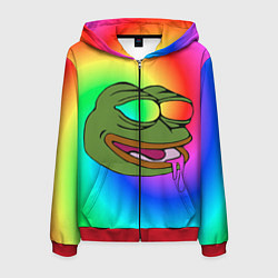 Толстовка 3D на молнии мужская Pepe rainbow, цвет: 3D-красный