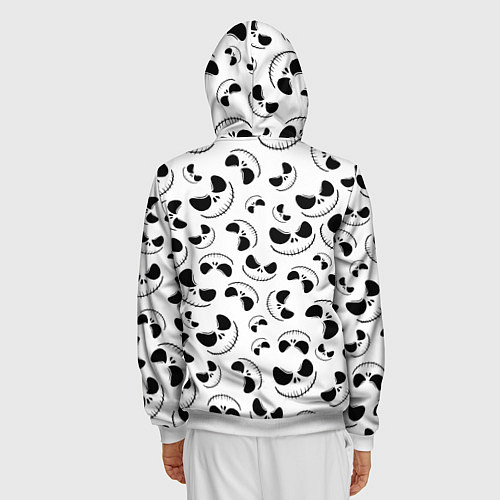 Мужская толстовка на молнии Джек Скеллингтон паттерн лицо / 3D-Белый – фото 4