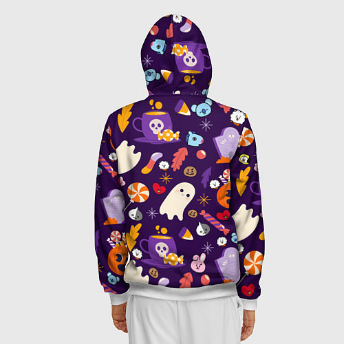 Мужская толстовка на молнии HALLOWEEN BTS BT21 PATTERN БТ21 БТС ХЕЛЛОУИН / 3D-Белый – фото 4