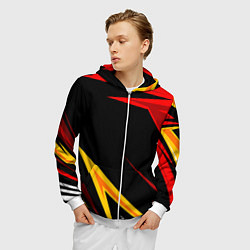 Толстовка 3D на молнии мужская Уникальные линии, цвет: 3D-белый — фото 2