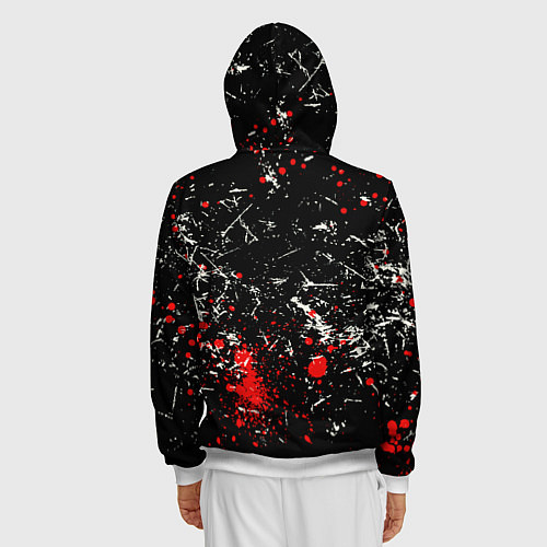 Мужская толстовка на молнии Красный Японский Самурай Samurai / 3D-Белый – фото 4