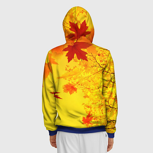 Мужская толстовка на молнии ОСЕННИЕ ЦВЕТА ЗОЛОТАЯ ОСЕНЬ / 3D-Синий – фото 4