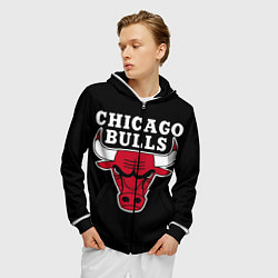 Толстовка 3D на молнии мужская B C Chicago Bulls, цвет: 3D-черный — фото 2