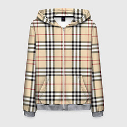Толстовка 3D на молнии мужская Клетчатый принт в стиле Burberry, цвет: 3D-меланж
