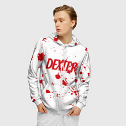 Толстовка 3D на молнии мужская Dexter logo Декстер брызги крови, цвет: 3D-белый — фото 2