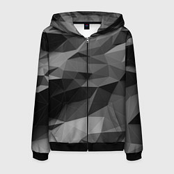 Толстовка 3D на молнии мужская Чб абстракция, цвет: 3D-черный