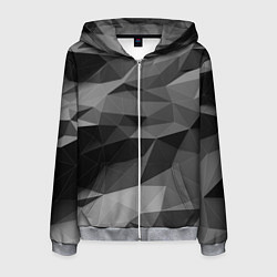 Толстовка 3D на молнии мужская Чб абстракция, цвет: 3D-меланж