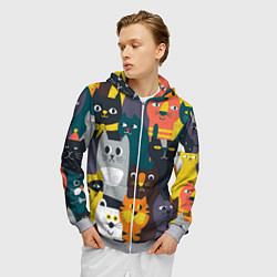 Толстовка 3D на молнии мужская Крутые коты, цвет: 3D-меланж — фото 2