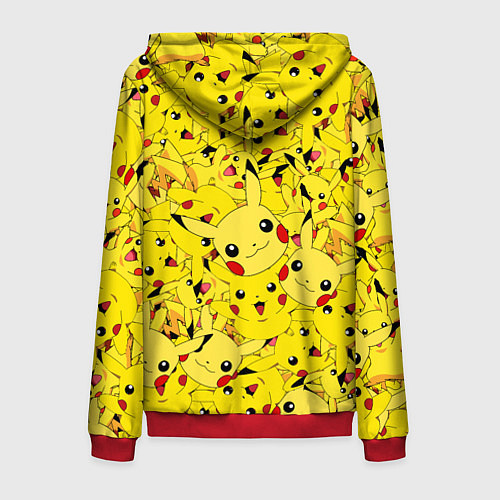 Мужская толстовка на молнии ПИКАЧУ ПОКЕМОН PIKA PIKA / 3D-Красный – фото 2