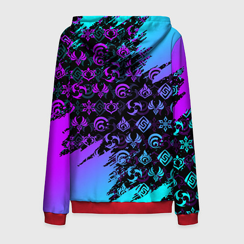 Мужская толстовка на молнии GENSHIN NEON PATTERN SYMBOL НЕОН ЭМБЛЕМЫ / 3D-Красный – фото 2