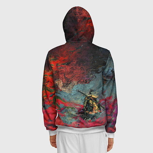 Мужская толстовка на молнии Sekiro Самурай против дракона / 3D-Белый – фото 4