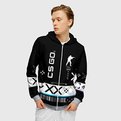 Толстовка 3D на молнии мужская Поток информации СS:GO, цвет: 3D-меланж — фото 2
