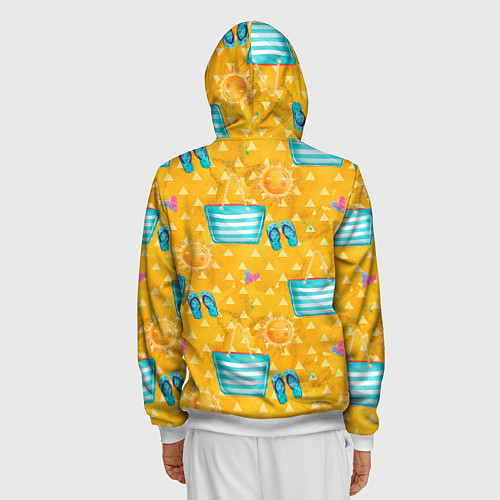 Мужская толстовка на молнии Летний песочный пляж / 3D-Белый – фото 4