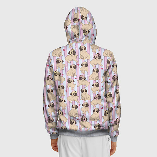 Мужская толстовка на молнии Забавные Мопсы / 3D-Меланж – фото 4