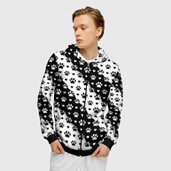Толстовка 3D на молнии мужская Следы от Лап, цвет: 3D-черный — фото 2