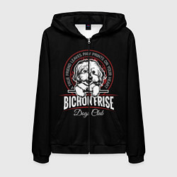 Толстовка 3D на молнии мужская Бишон Фризе Bichon Frize, цвет: 3D-черный