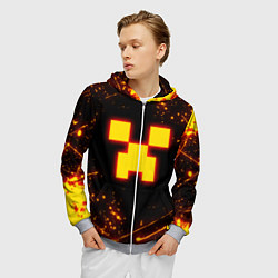 Толстовка 3D на молнии мужская ОГНЕННЫЙ КРИПЕР, МАЙНКРАФТ, цвет: 3D-меланж — фото 2