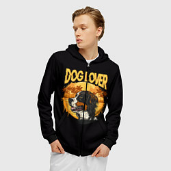 Толстовка 3D на молнии мужская Любитель Собак Dog Lover, цвет: 3D-черный — фото 2