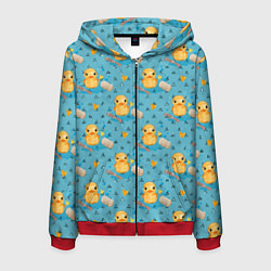 Толстовка 3D на молнии мужская Чистюля: уточки, цвет: 3D-красный