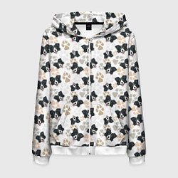Толстовка 3D на молнии мужская Бордер Колли, цвет: 3D-белый