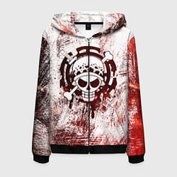 Толстовка 3D на молнии мужская Трафальгар Ло Пираты сердца Весёлый Роджер, цвет: 3D-черный