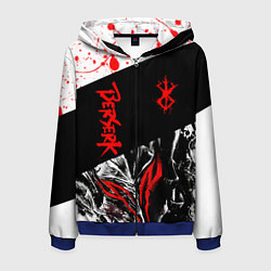 Толстовка 3D на молнии мужская Берсерк черная маска с логотипом, цвет: 3D-синий