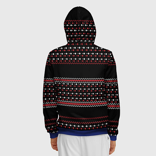 Мужская толстовка на молнии НОВОГОДНИЙ ПАТТЕРН SWEATER / 3D-Синий – фото 4