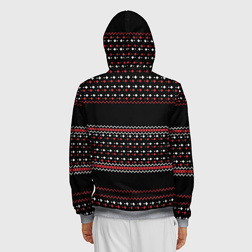 Мужская толстовка на молнии НОВОГОДНИЙ ПАТТЕРН SWEATER / 3D-Меланж – фото 4