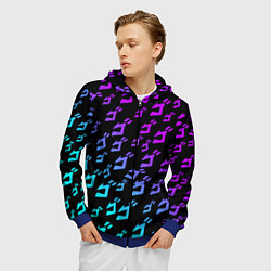 Толстовка 3D на молнии мужская JOJOS BIZARRE ADVENTURE NEON PATTERN НЕОН УЗОР, цвет: 3D-синий — фото 2