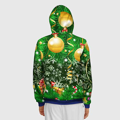 Мужская толстовка на молнии Новогоднее Настроение Елка / 3D-Синий – фото 4