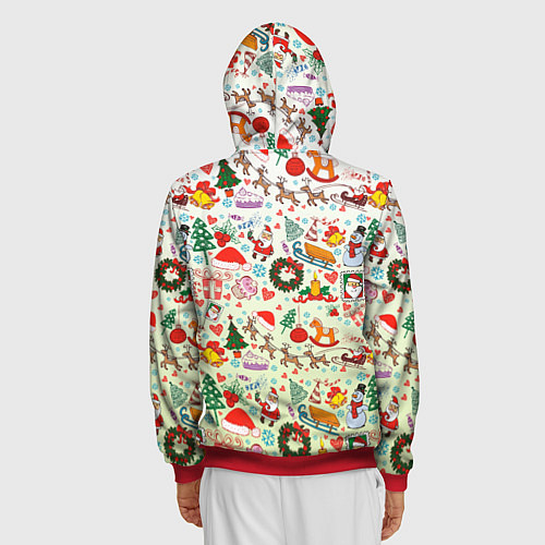 Мужская толстовка на молнии Самый новогодний принт / 3D-Красный – фото 4