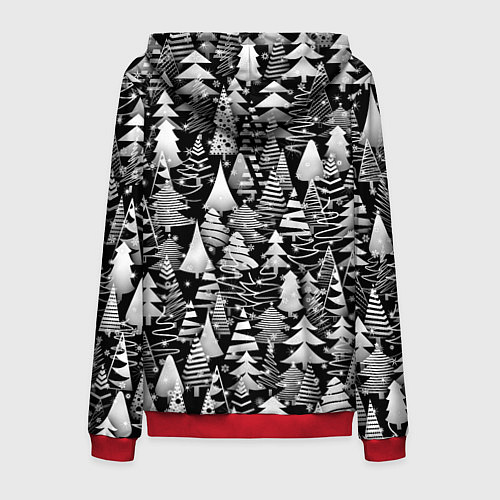 Мужская толстовка на молнии Лес абстрактных ёлок / 3D-Красный – фото 2