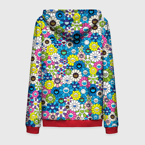 Мужская толстовка на молнии Takashi Murakami Улыбающиеся цветы / 3D-Красный – фото 2