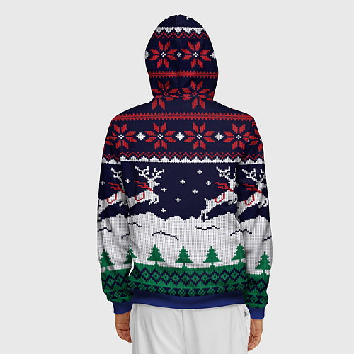 Мужская толстовка на молнии СВИТЕР С ОЛЕНЯМИ DEER SWEATER / 3D-Синий – фото 4