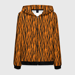 Толстовка 3D на молнии мужская Тигровые Полосы, цвет: 3D-черный
