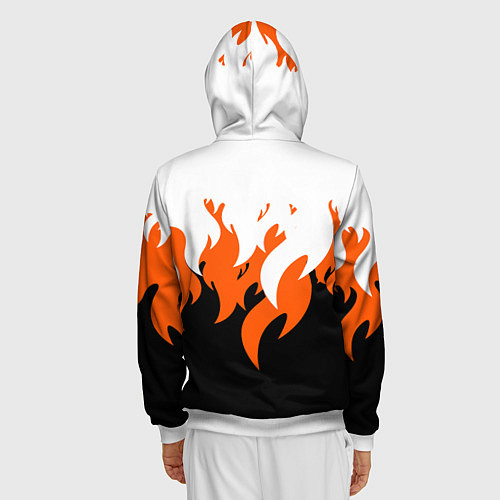 Мужская толстовка на молнии Оранжевый Огонь / 3D-Белый – фото 4