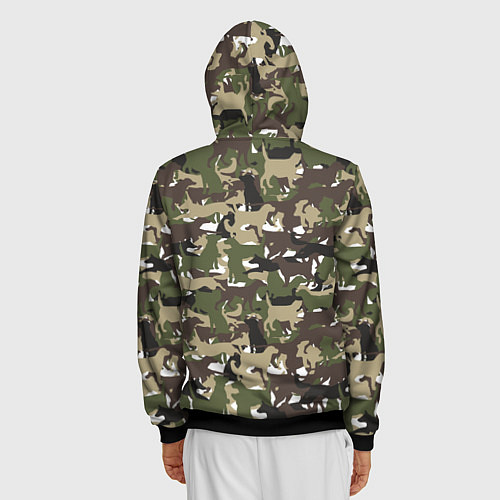 Мужская толстовка на молнии Камуфляж из Собак Camouflage / 3D-Черный – фото 4