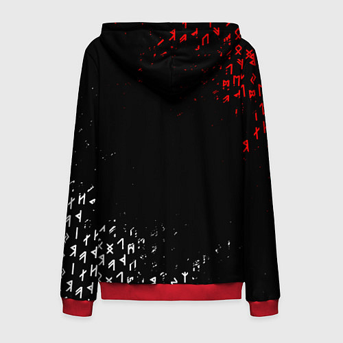 Мужская толстовка на молнии КРАСНО БЕЛЫЕ РУНЫ / 3D-Красный – фото 2