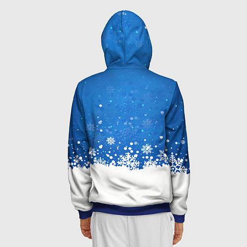 Мужская толстовка на молнии Снежинки - С Новым Годом / 3D-Синий – фото 4