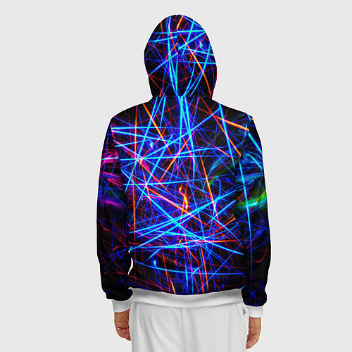 Мужская толстовка на молнии NEON LINES Glowing Lines Effect / 3D-Белый – фото 4