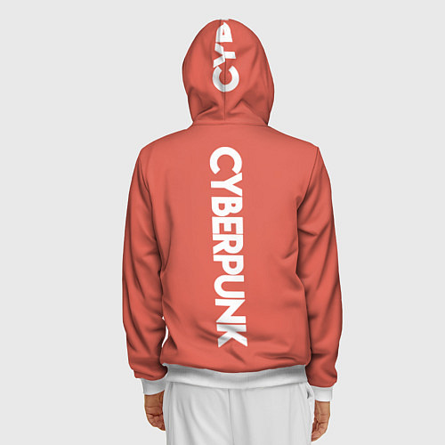 Мужская толстовка на молнии Cyberpunk Спина / 3D-Белый – фото 4