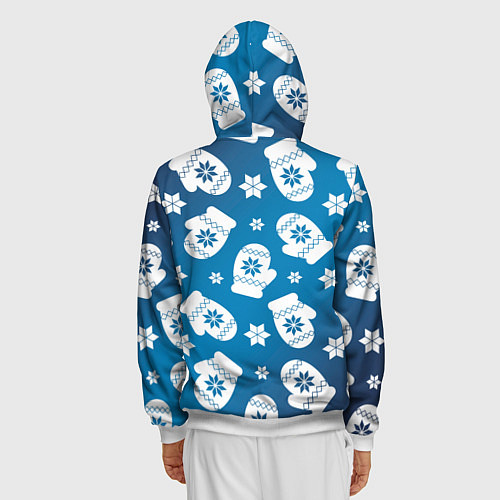 Мужская толстовка на молнии Новогодние варежки паттерн / 3D-Белый – фото 4