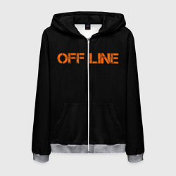 Толстовка 3D на молнии мужская Офлайнoffline, цвет: 3D-меланж