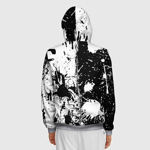 Мужская толстовка на молнии GEOMETRY DASH BLACK & WHITE SMILE / 3D-Меланж – фото 4
