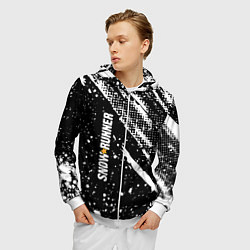 Толстовка 3D на молнии мужская SnowRunner Logo, цвет: 3D-белый — фото 2