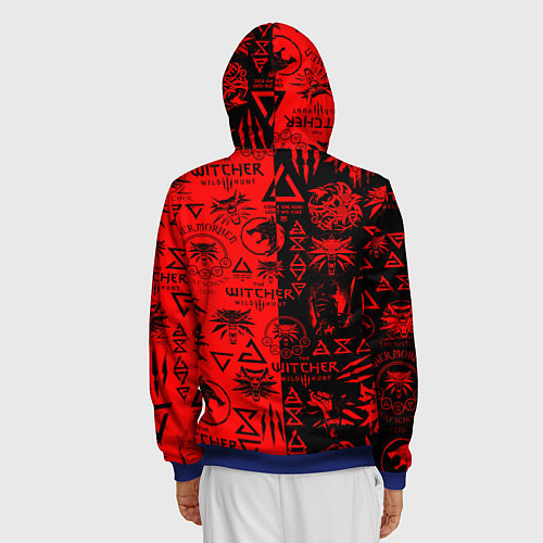 Мужская толстовка на молнии THE WITCHER LOGOBOMBING BLACK RED / 3D-Синий – фото 4