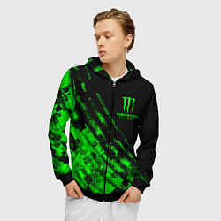 Толстовка 3D на молнии мужская Monster Energy Текстура, цвет: 3D-черный — фото 2