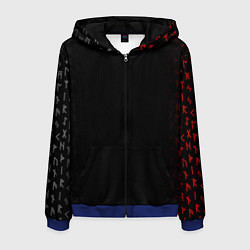 Толстовка 3D на молнии мужская СЛАВЯНСКАЯ СИМВОЛИКА, МЕТАЛЛИЧЕСКИЕ РУНЫ, цвет: 3D-синий