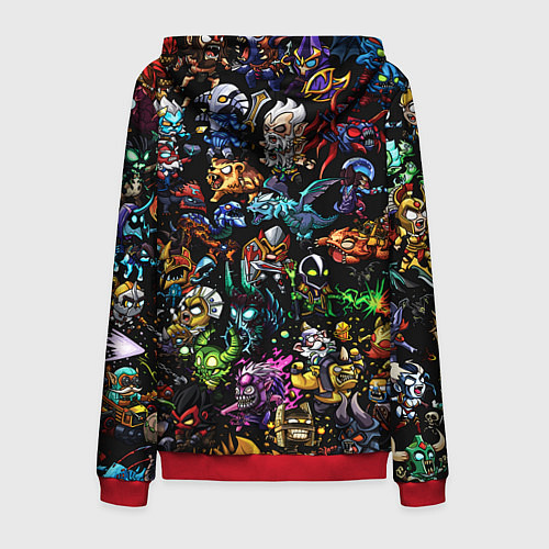 Мужская толстовка на молнии DOTA 2 ВСЕ ПЕРСОНАЖИ В ЦВЕТЕ / 3D-Красный – фото 2